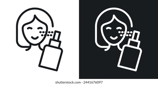 Refreshing Salon Spray Icons. Facial Hydration and Skin Care Bottle Symbols.