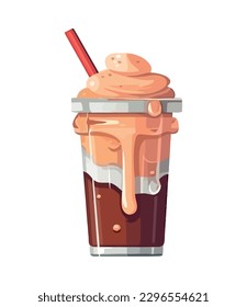 Refreshing smoothie in a plastic bucket, isolated icon