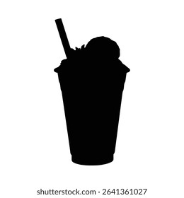Refreshing smoothie silhouette in cup isolated on white background