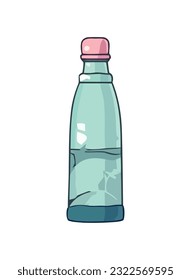 Refreshing soda bottle icon with water droplets icon isolated