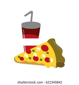 refreshing soda with delicious pizza food