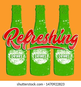 REFRESHING SODA DRINK SLOGAN PRINT VECTOR