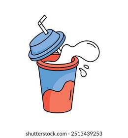 A refreshing soft drink cup with a straw, soft drink vector design