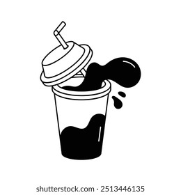 A refreshing soft drink cup with a straw, soft drink vector design