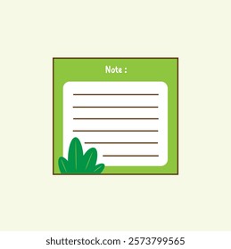 A refreshing sticky note adorned with a delicate green leaf illustration, perfect for adding a natural touch to your notes and reminders.