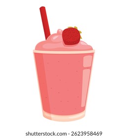 Refrescante milkshake de morango coberto com chantilly e um morango fresco