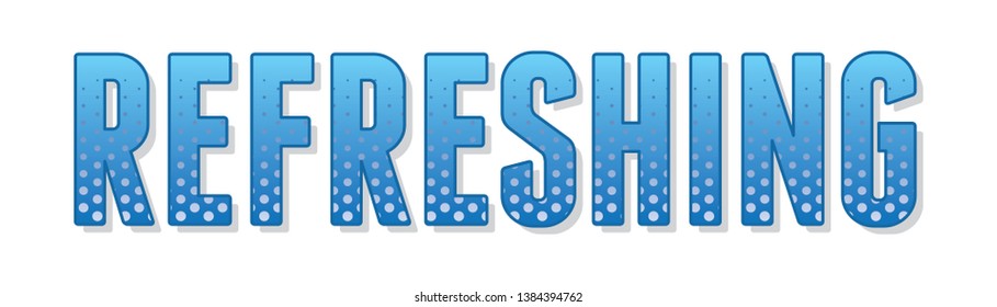 Refreshing Stylized Lettering for Restaurants, Grocery Banners, Convenience Stores and Menu Designs, Decorative Blue Fresh Letters with Bubbles, Store Signs, Retail Food & Drink Sales, Vector Signage