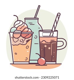 Erfrischender Sommercocktail mit Frucht- und Eissymbol einzeln