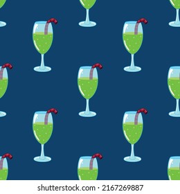 Refreshing summer cocktail in a glass goblet