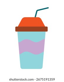 Refreshing summer drink in a tall cup with straw and orange lid