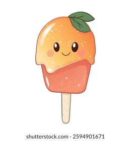 Refreshing summer ice cream bars with fruity . Cute cartoon popsicles with fresh fruit toppings