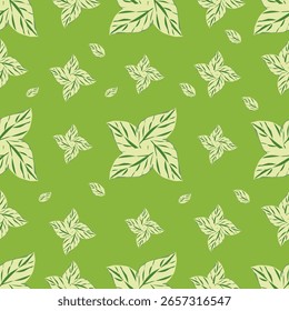 A refreshing summer leaves illustration, full of vibrant green tones that evoke a sense of moisture, life, and natural energy. 