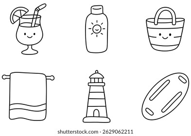 A refreshing summer vibes at beach with drink, sunscreen, towel, and beach bag create perfect day of fun and relaxation