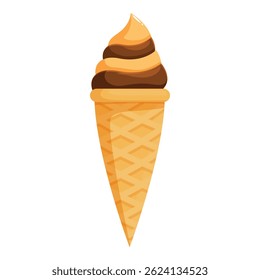 Refreshing and tempting ice cream cone with chocolate and vanilla flavors, perfect for a sweet treat on a hot day