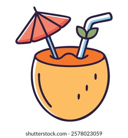 Refreshing tropical drink served vector