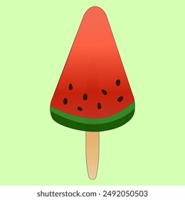 A refreshing vector illustration of a watermelon popsicle. Perfect for summer-themed designs and projects.