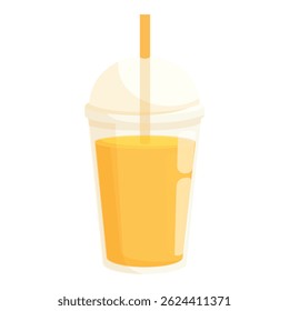 Refreshing and vibrant, this illustration features a plastic cup filled with orange juice, perfect for showcasing healthy beverage options