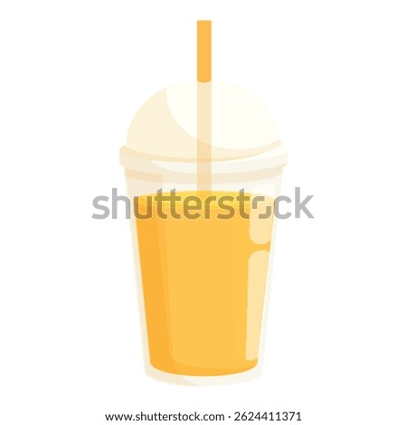 Refreshing and vibrant, this illustration features a plastic cup filled with orange juice, perfect for showcasing healthy beverage options