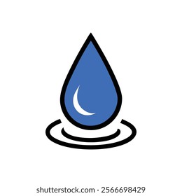 Refreshing Water Drop Icon Illustration