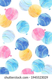 Refreshing watercolor style vector illustration background of water balloons (copy space, wallpaper)