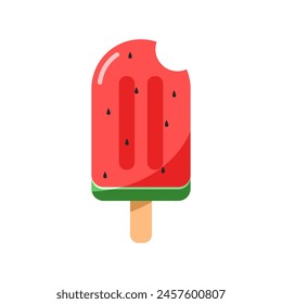 Refrescante Ilustración vectorial de icono de helado de paleta con sabor a sandía aislado sobre fondo blanco