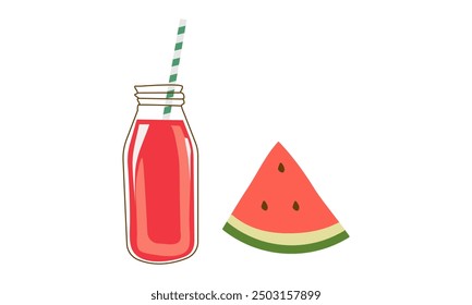 Refreshing watermelon juice, drink it during the hot summer. Illustration vector format for restaurant menu needs, beverage businesses, and all your design needs
