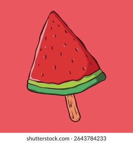 Refrescante melancia picolé Verão fruta tratar ilustração