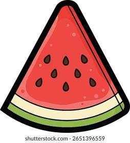 Refreshing Watermelon Slice, Food Illustration, Vibrant Colors in a Minimalist Style