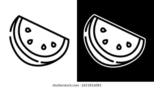 Refreshing Watermelon Slice Line Art Icon Black and White Vector Illustration	