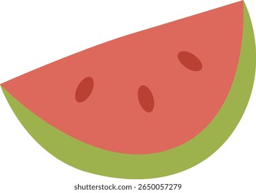 Refreshing Watermelon Slice Vector Illustration with Seeds and Green Rind. Flat Design Summer Fruit Graphic.