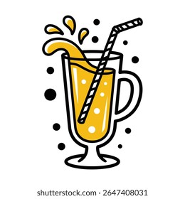 Refreshing Yellow Drink in Glass with Straw