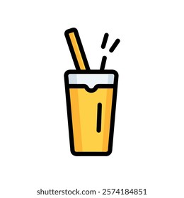 Refreshing Yellow Drink with Straw Icon