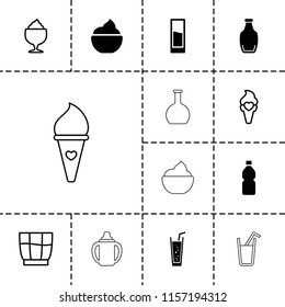 Refreshment icon. collection of 13 refreshment filled and outline icons such as soda, bottle, drink, milkshake, ice cream. editable refreshment icons for web and mobile.
