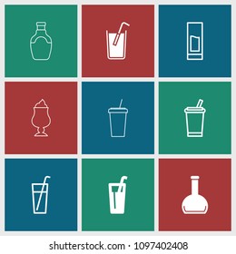 Refreshment icon. collection of 9 refreshment filled and outline icons such as bottle, drink, soda. editable refreshment icons for web and mobile.