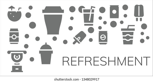 refreshment icon set. 11 filled refreshment icons.  Simple modern icons about  - Coconut water, Cup, Can, Popsicle, Drink, Soda