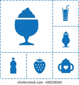 Refreshment icon. set of 6 refreshment filled icons such as baby bottle, milkshake, soda, bottle