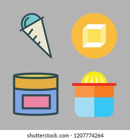 refreshment icon set. vector set about ice cream, cream, squeezer and cube icons set.