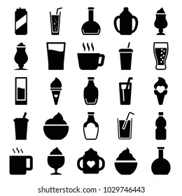 Refreshment icons. set of 25 editable filled refreshment icons such as baby bottle, drink, tea, milkshake, soda, ice cream, bottle