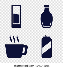 Refreshment icons set. set of 4 refreshment filled icons such as bottle, drink, beer can
