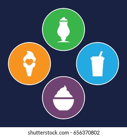 Refreshment icons set. set of 4 refreshment filled icons such as milkshake, ice cream