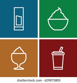 Refreshment icons set. set of 4 refreshment outline icons such as milkshake