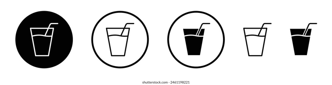 Refreshment Icons Set. Cold Beverage Symbol. Juice Glass Emblem. Soft Drink Representation.