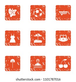 Refreshment icons set. Grunge set of 9 refreshment vector icons for web isolated on white background