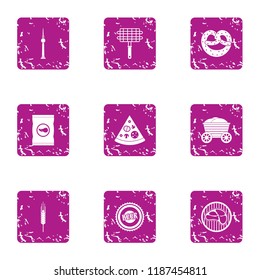 Refreshment icons set. Grunge set of 9 refreshment vector icons for web isolated on white background