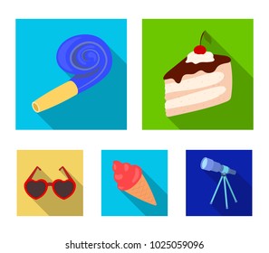 Refreshments and other accessories at the party. Party set collection icons in flat style vector symbol stock illustration web.