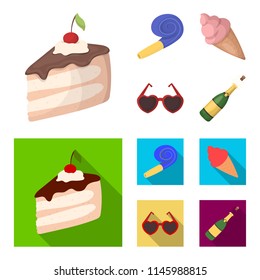 Refreshments and other accessories at the party.Party and partits set collection icons in cartoon,flat style vector symbol stock illustration web.