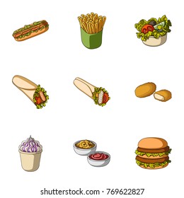Refreshments, snacks, fast, and other web icon in cartoon style.Hot, dog, bun, icons in set collection.