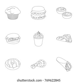 Refreshments, snacks, fast, and other web icon in outline style.Hot, dog, bun, icons in set collection.