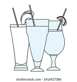 Refresment set of natural juices and cocktails vector illustration graphic design
