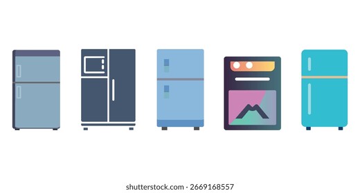 Refrigator Line Vector Icon Sheet Template Illustration